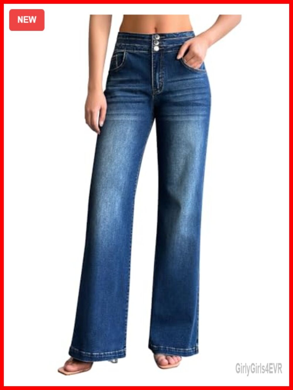Wide Leg Jeans High Waisted Stretch Baggy Loose Denim Pants